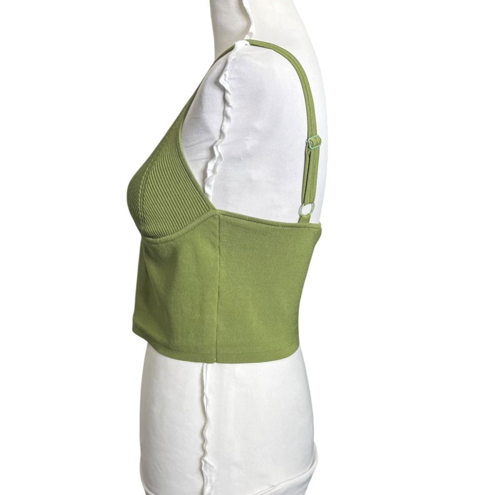 Jonathan Simkhai‎ Lana Ribbed Bustier Tank Women’s Medium Olive Stretch Sleevele - Picture 5 of 8